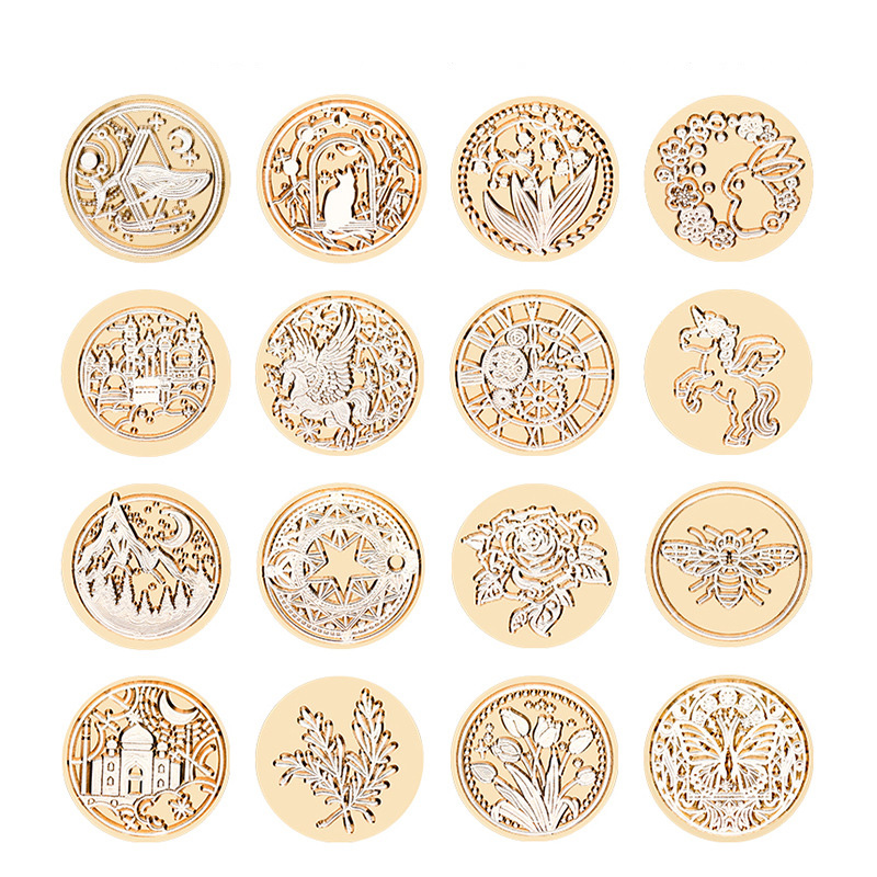 Wax Seal Stamp Set - ตราประทับลายดอกบัวสตาร์สกาย โรส แพทเทิร์น วินเทจ พร้อมหัวเปลี่ยนลายดอกไม้ ใบไม้