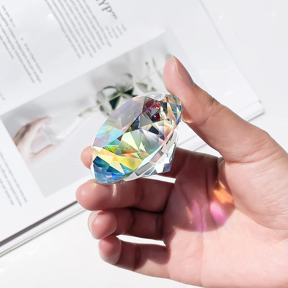 Paper Weight Crystal - AB46-2PCS 50 มม./ 2 นิ้ว คริสตัลเพชรทรงเหลี่ยมหลากสี