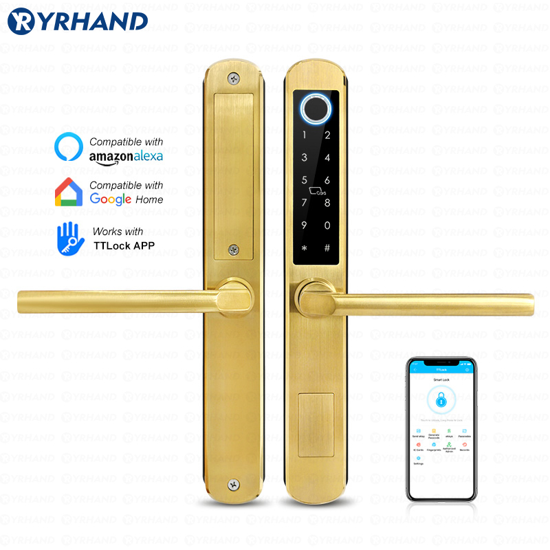 Letter Opener Brass - สแตนเลสทอง IP66กระจกบานเลื่อนล็อคแอปพลิเคชั่น TT LOCK กับ Google