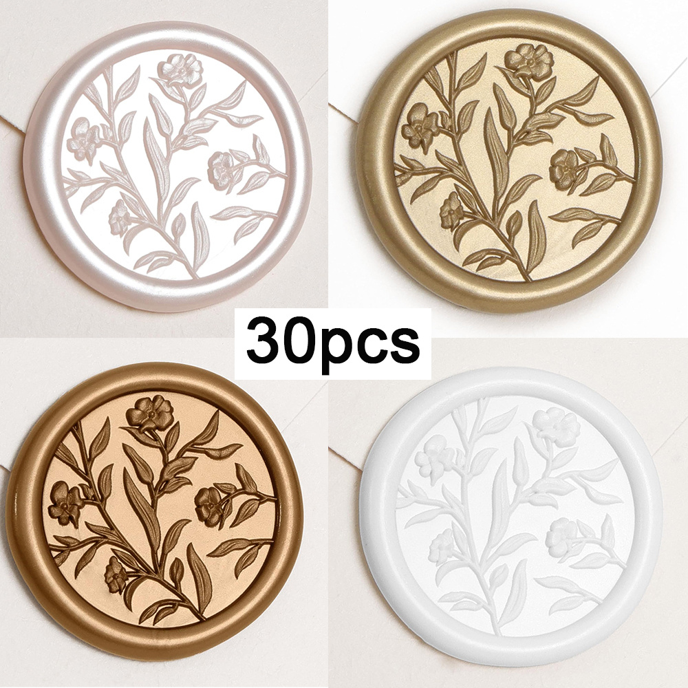 Wax Seal Stamp Set - สติกเกอร์ซีลขี้ผึ้ง - ซีลซองจดหมายเชิญงานแต่งงานลายดอกไม้ 3 มิติ, สติกเกอร์แบบมีกาวในตัว